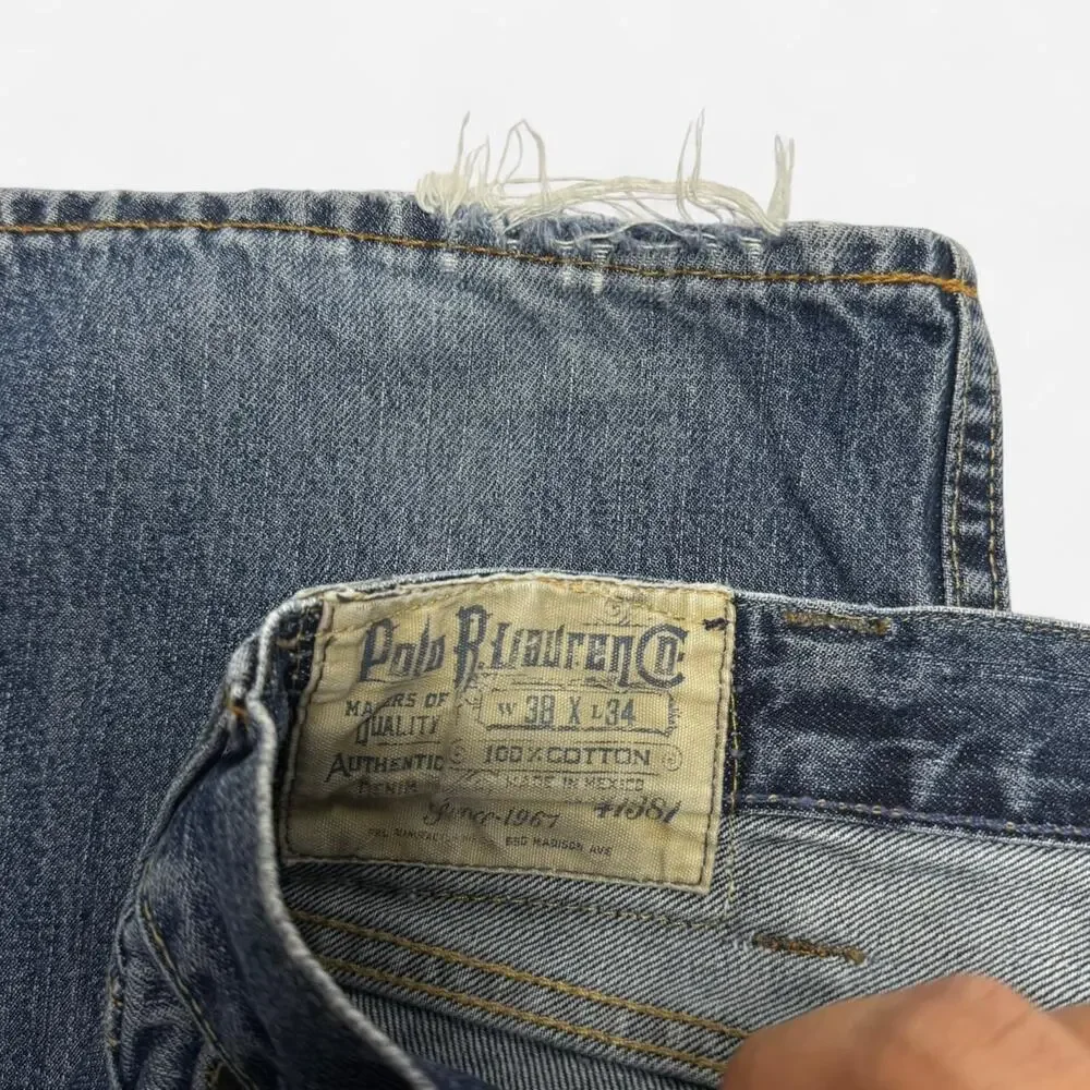Vintage Polo Ralph Lauren Co. Blue Denim Jeans 38x34 Straight Leg Mens